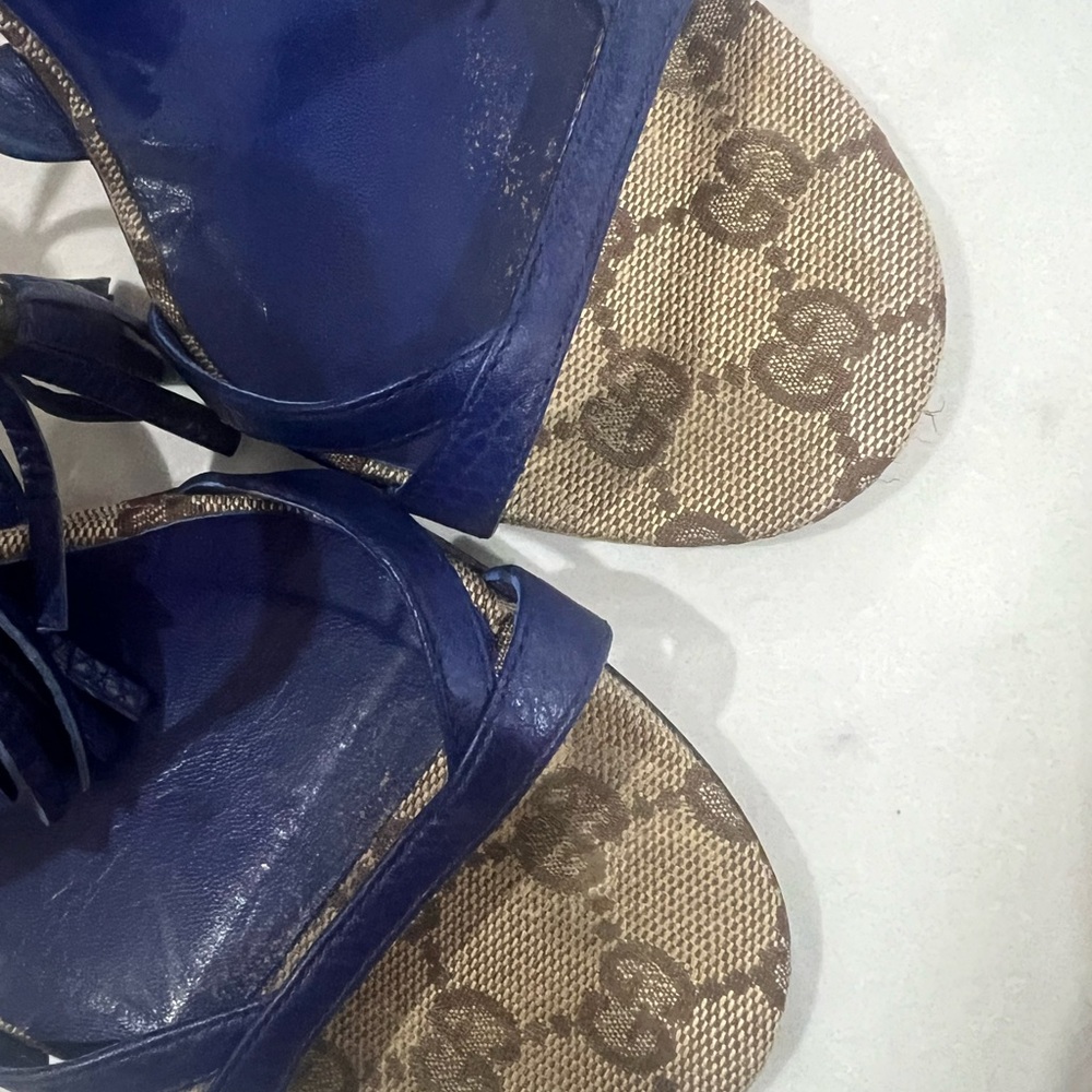 Gucci Blue Leather Strappy Heels - Picture 4 of 11